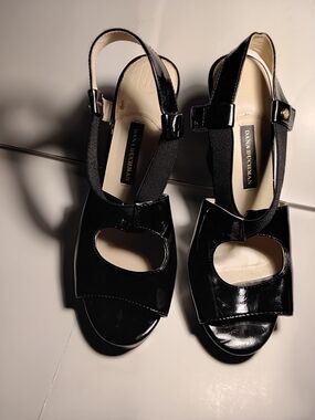 Black Patent Slingback Sandals